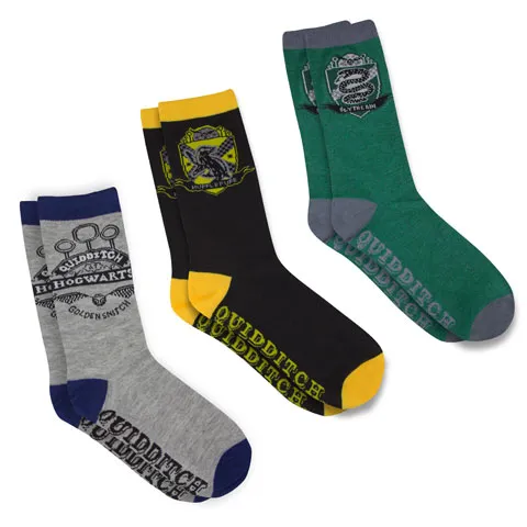 Lot 3 paires de Chaussettes Adulte QUIDDITCH HOGWARTS taille Unique – Du 37 au 46